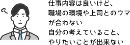 仕事内容は良いけど、職場の環境や上司とのウマが合わない 自分の考えていること、やりたいことが出来ない