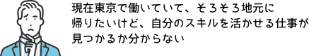 現在東京で働いていて、そろそろ地元に帰りたいけど、自分のスキルを活かせる仕事が見つかるか分からない