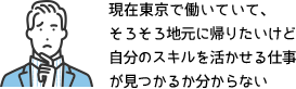 現在東京で働いていて、そろそろ地元に帰りたいけど、自分のスキルを活かせる仕事が見つかるか分からない