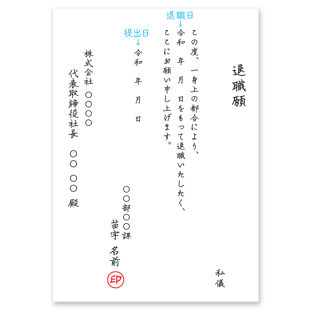 退職願見本